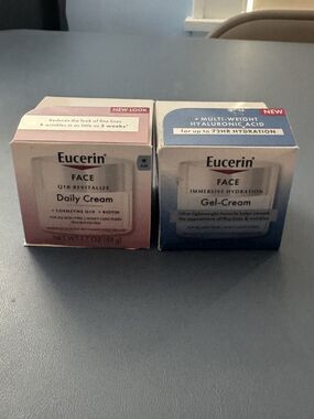 Eucerin Face Cream Bundle Q10 Revitalize + Immersive Hydration Gel 1.7oz